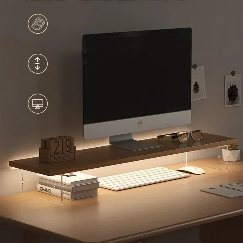 Monitor Riser Wood - شاشة الكمبيوتر طاولة منخفضة مكتب شاشة