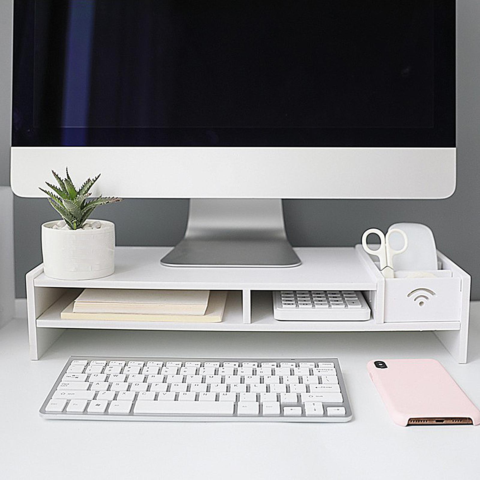 Monitor Riser Wood - منظم مكتب ثلاثي الطبقات لرفع الشاشة،