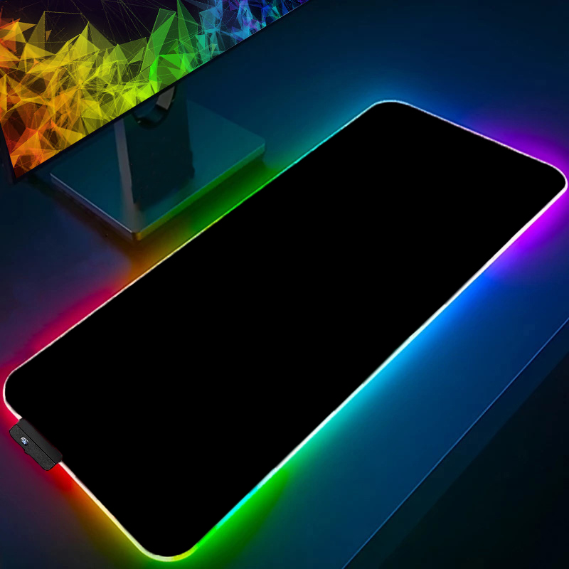 Desk Setup Rgb - لوحة ماوس بإضاءة خلفية، لون موحد،