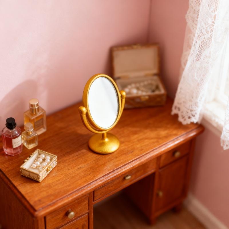 نموذج مصغر لطاولة زينة بمرآة ع - مراجعة Desk Setup Vintage وسعره