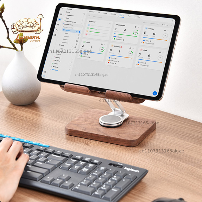 حامل آيباد من خشب الجوز الأسود - مراجعة Desk Setup With Ipad وسعره