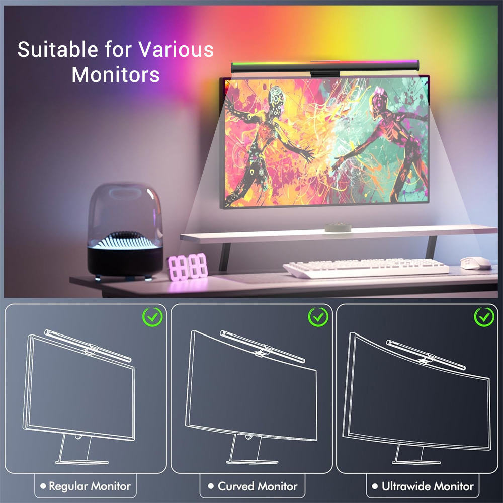 شريط إضاءة واي فاي للشاشة، مصب - مراجعة Desk Setup No Computer وسعره
